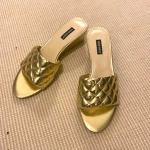 Cute Quilted Gold Wedges size 7 1/2